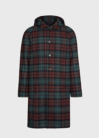 Paul Stuart Tartan Plaid Wool Hooded Coat, thumbnail 1