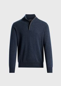 Paul Stuart Cashmere Quarter Zip With Suede Trim, thumbnail 1