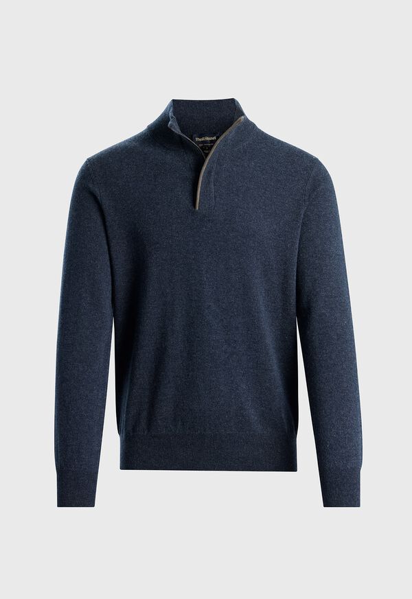 Paul Stuart Cashmere Quarter Zip With Suede Trim, image 1
