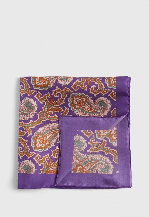 Paul Stuart Printed Silk Paisley Pocket Square, image 1