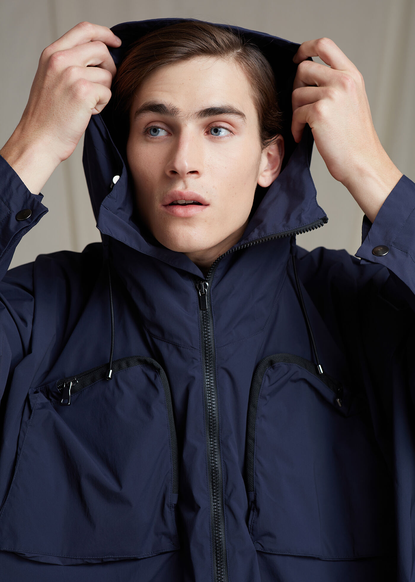 Navy blue cape online jacket