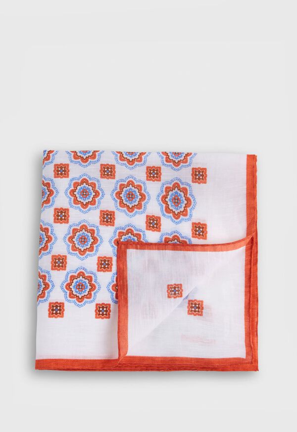 Paul Stuart Linen Large Medallion Pocket Square, image 1