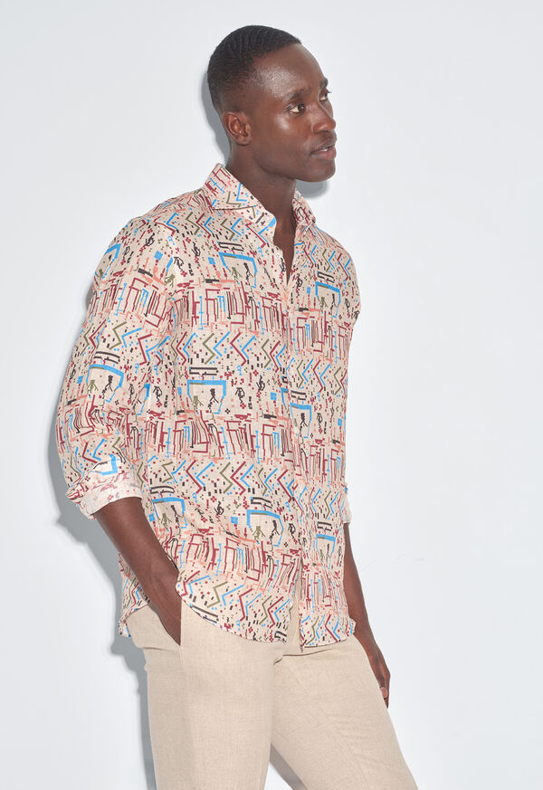 Paul Stuart Printed Linen Sport Shirt, image 2