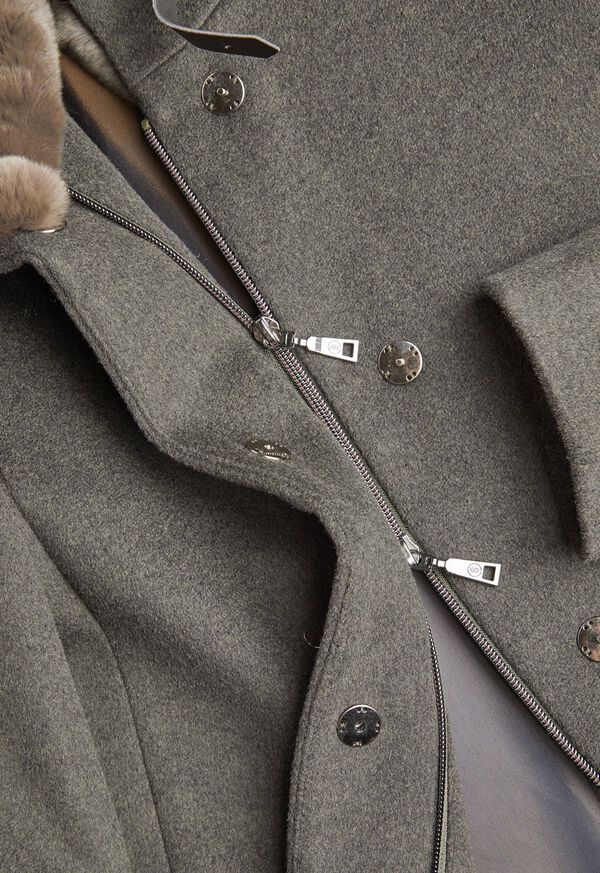 Paul Stuart Wool Coat with Rex Rabbit Collar, image 5