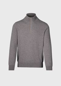 Paul Stuart Cashmere Quarter Zip with Suede Trim, thumbnail 1