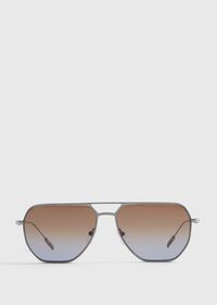 Paul Stuart ZEGNA Matte Gunmetal Sunglasses with Gradient Brown Lens, thumbnail 1