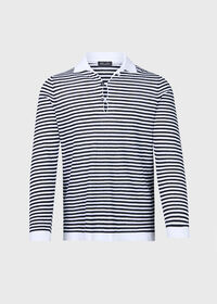 Paul Stuart Linen & Cotton Long Sleeve Stripe Polo, thumbnail 1