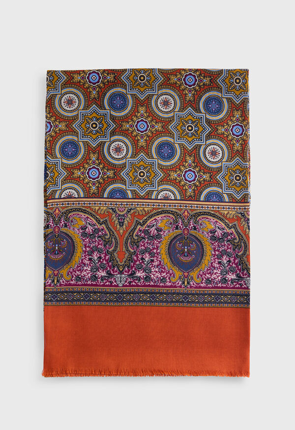 Paul Stuart Wool & Silk Medallion Print Scarf, image 2