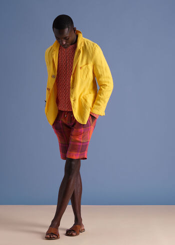 Paul Stuart Linen Plaid Walk Shorts