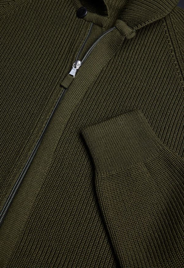 Paul Stuart Merino Wool Ribbed Full Zip Cardigan, image 2