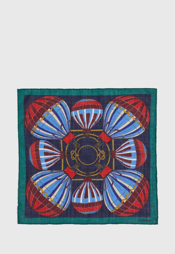 Paul Stuart Wool Hot Air Balloons Print Pocket Square, image 2