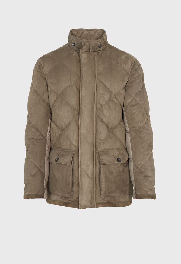 Paul Stuart Suede Diamond Quilt Down Jacket, image 1