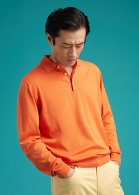 Paul Stuart Long Sleeve Cotton Polo Shirt, thumbnail 7
