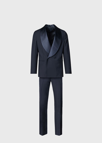 Paul Stuart Double Breasted Satin Shawl Lapel Tuxedo