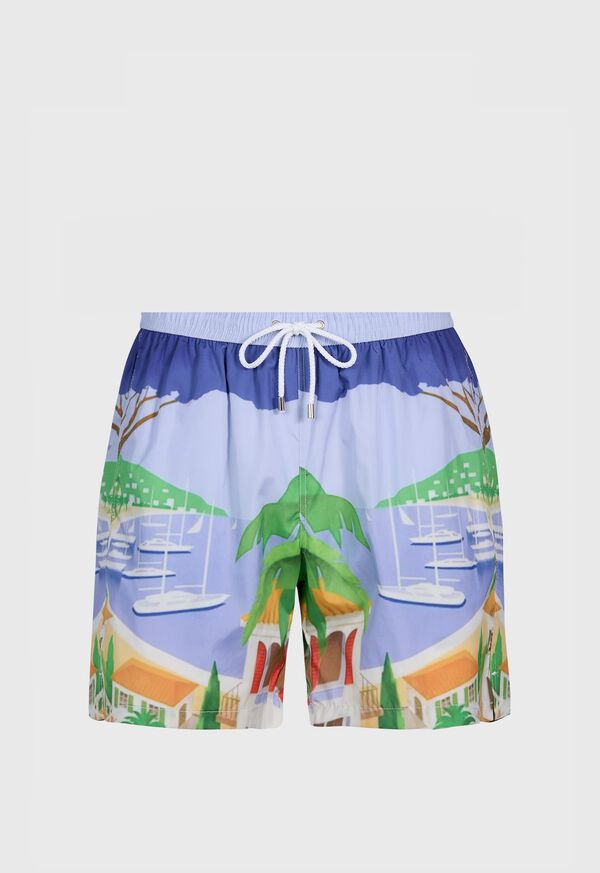 Paul Stuart Palm Tree and Lake Scene Swim Trunk, image 1