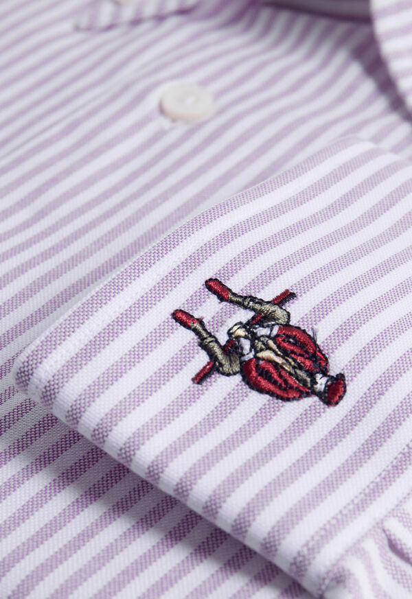 Paul Stuart Cotton Striped Oxford Logo Sport Shirt, image 3