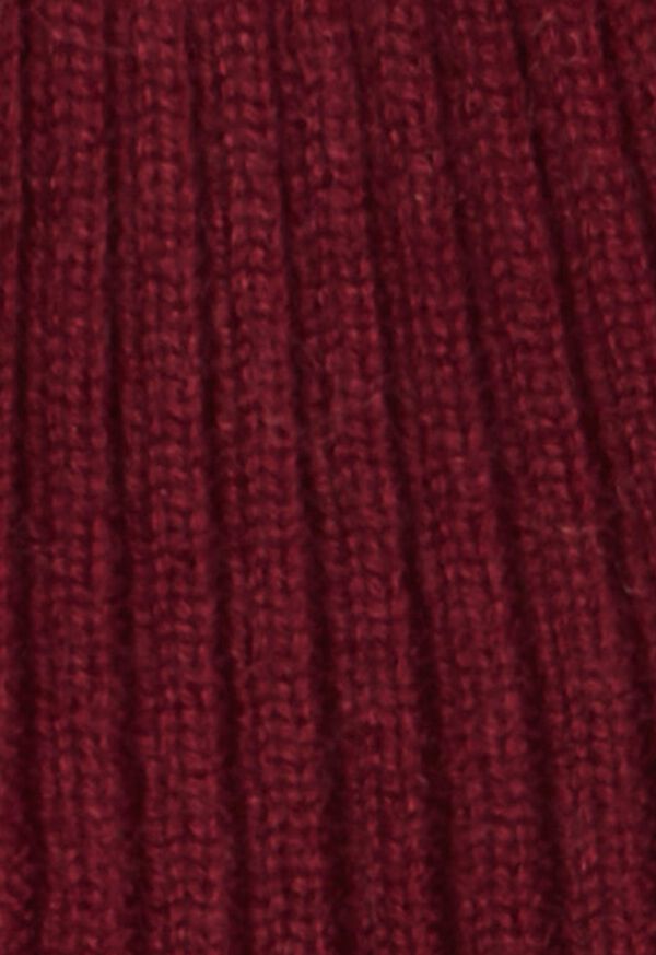 Paul Stuart Cashmere Ribbed Hat with Fur Pom, image 7
