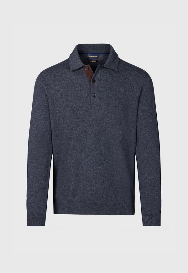 Paul Stuart Cashmere Polo with Suede Trim, image 1