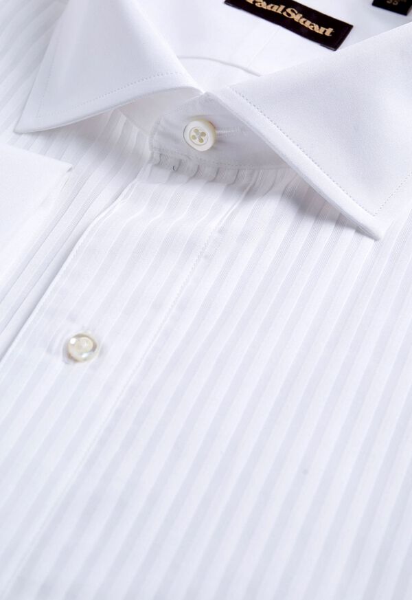 Paul Stuart White Formal Dress Shirt with Narrow Pleats, image 2