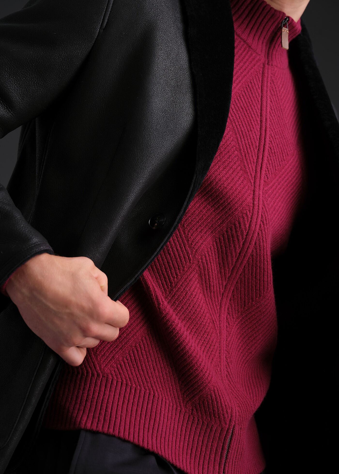 Wool and Cashmere Zip Jacquard Cardigan