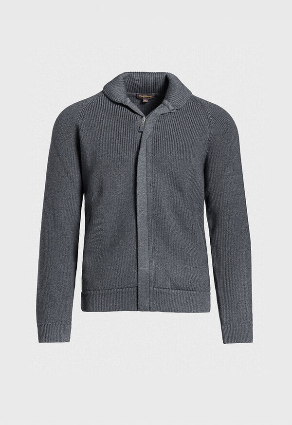 Paul Stuart Merino Wool Ribbed Full Zip Cardigan, image 1