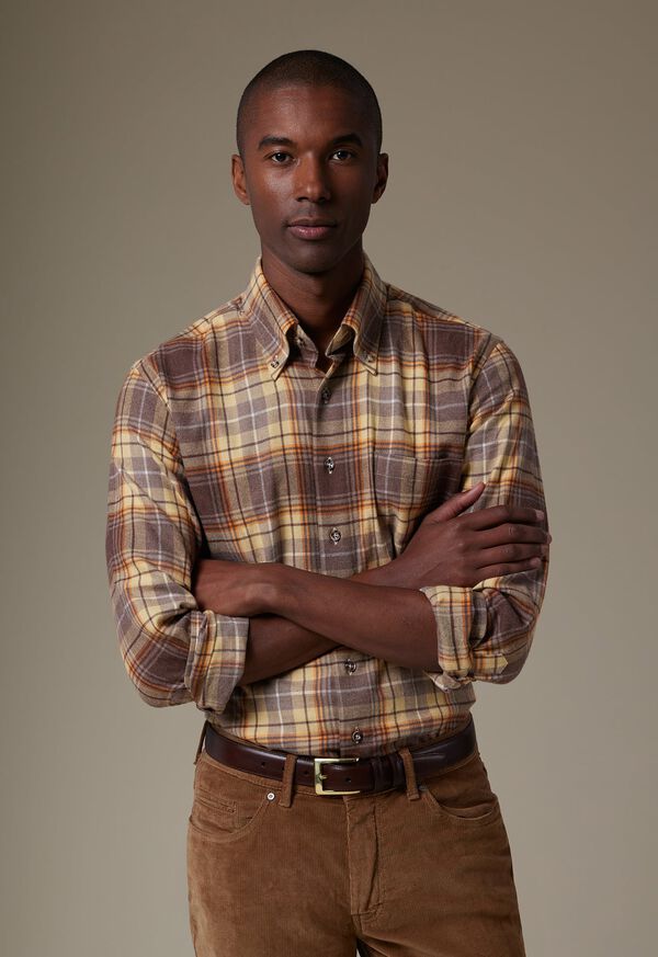 Paul Stuart Flannel Plaid Sport Shirt, image 2