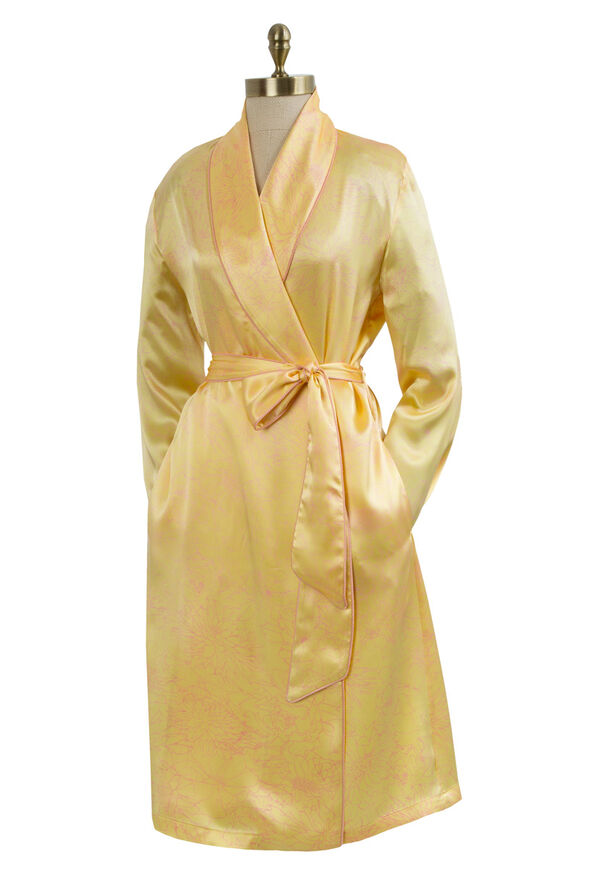 Paul Stuart Pink Floral Outline Silk Robe, image 1