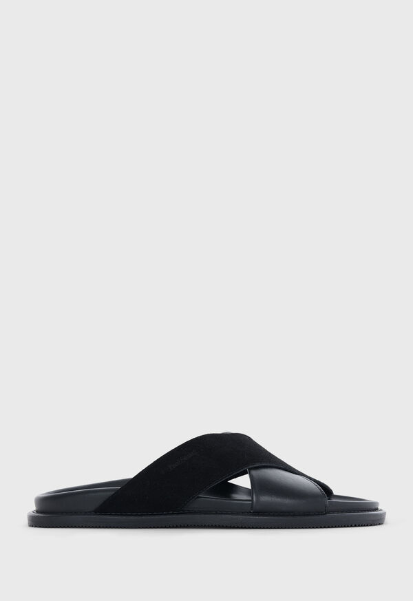 Paul Stuart Punta Leather & Suede Crossover Slide, image 1