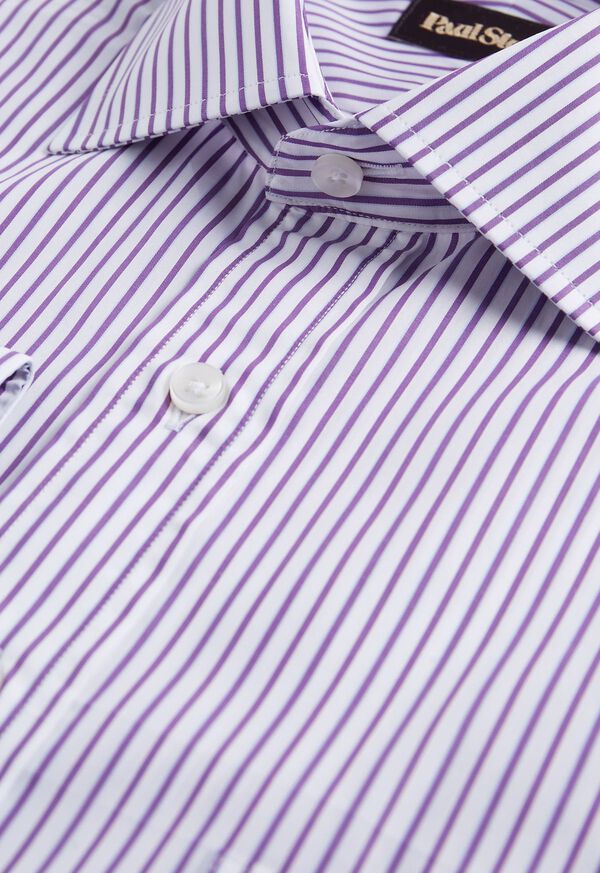 Paul Stuart Purple and White Striped Dress Shirt, image 2