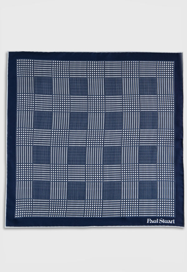 Paul Stuart Printed Silk Glen Plaid Pocket Square, image 2