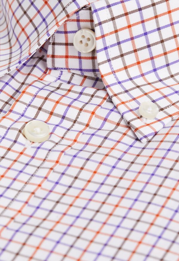 Paul Stuart Blue and Rust Tattersall Dress Shirt, image 2
