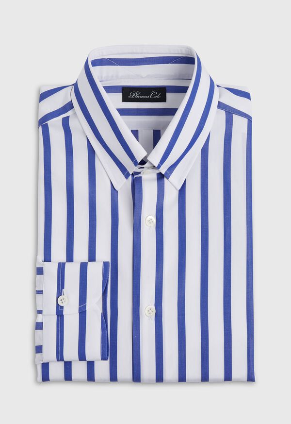 Paul Stuart <div>Blue and White Stripe Cotton Shirt</div>