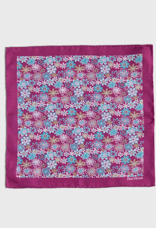 Paul Stuart Printed Silk Tossed Flower Pocket Square, image 2