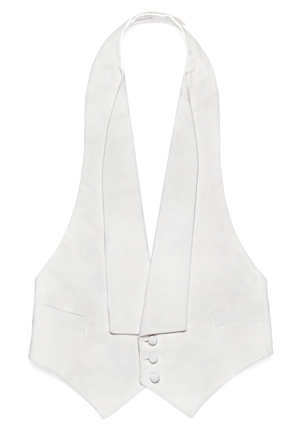 Paul Stuart White Cotton Pique Backless Vest, image 1