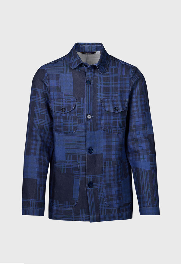 Paul Stuart Patchwork Printed Linen Shirt Jacket, image 1