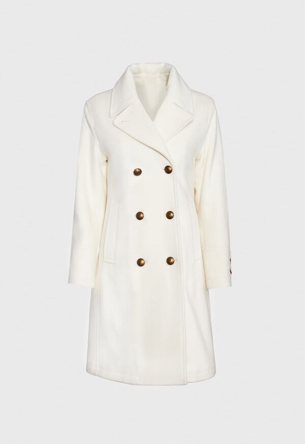 Paul Stuart Long Wool Blend Ivory Peacoat, image 1