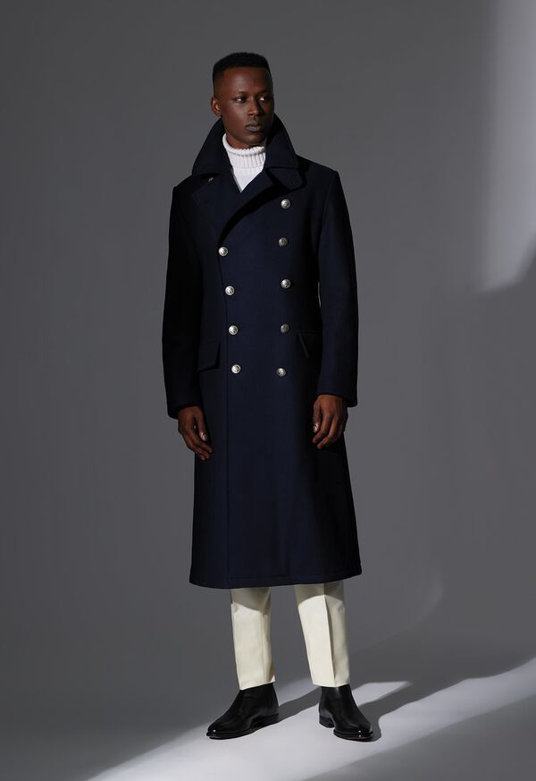 Paul Stuart Navy Military Long Coat Look, image 1