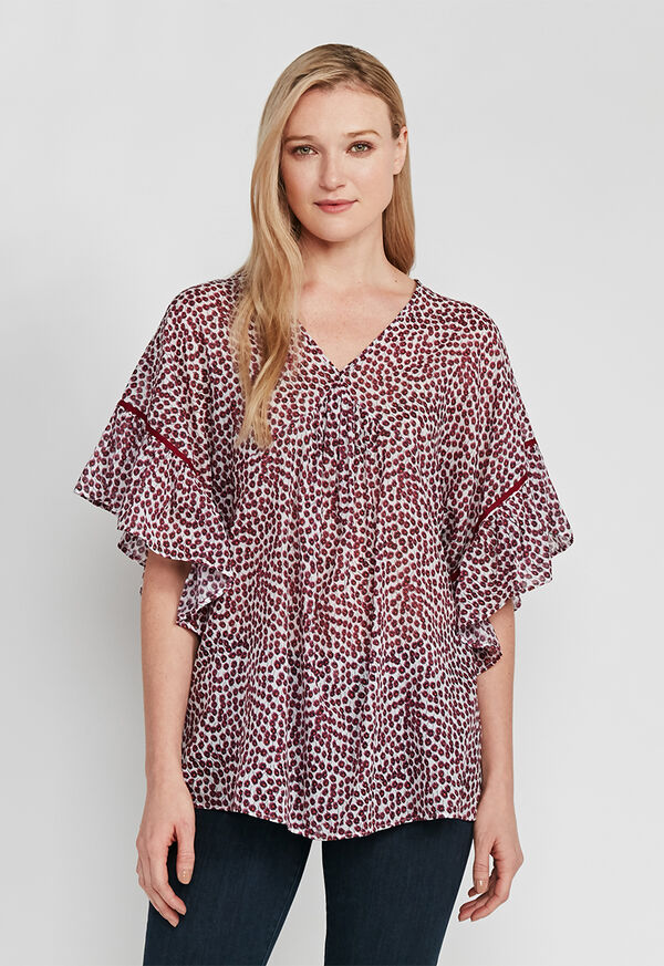 Paul Stuart Butterfly Sleeve Floral Blouse, image 1