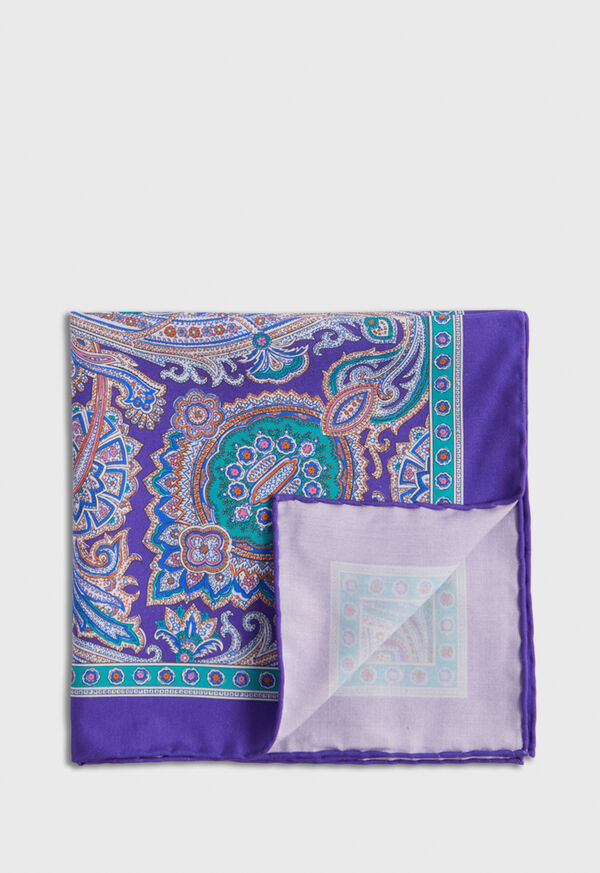 Paul Stuart Silk Twill Paisley Pocket Square, image 1