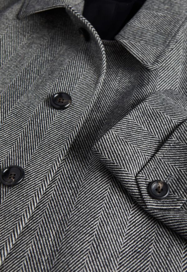 Paul Stuart Black and White Herringbone Coat, image 2