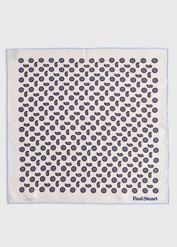 Paul Stuart Printed Silk Tossed Medallion Pocket Square