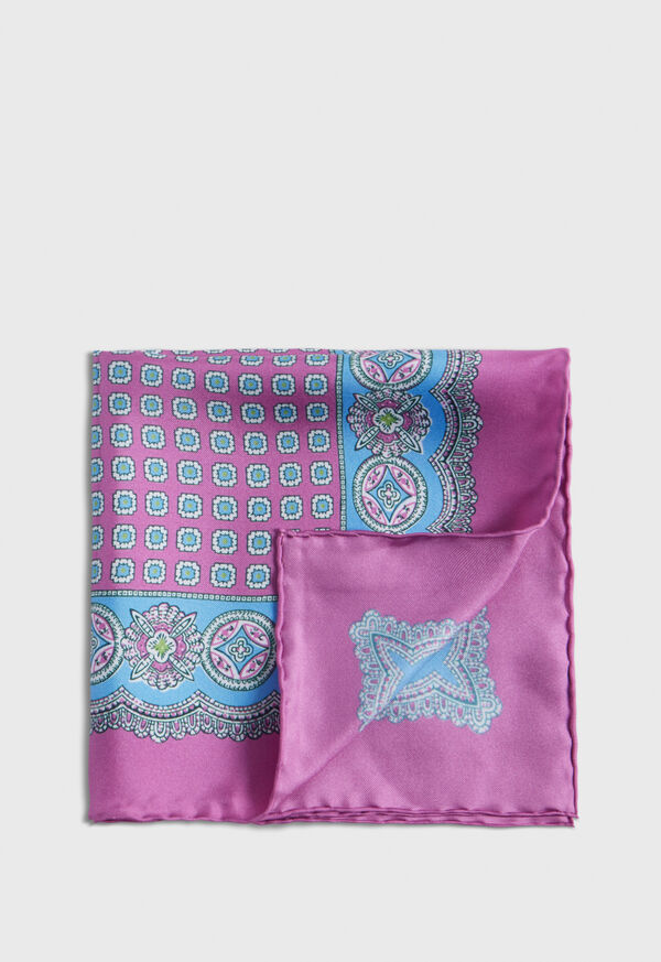 Paul Stuart Silk Twill Medallion Pocket Square, image 1