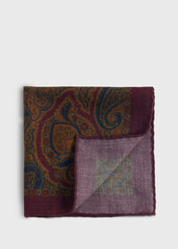 Paul Stuart Printed Wool Flannel Paisley Pocket Square, thumbnail 1