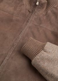 Paul Stuart Suede Front Bomber With Cashmere Knit Sleeves, thumbnail 4