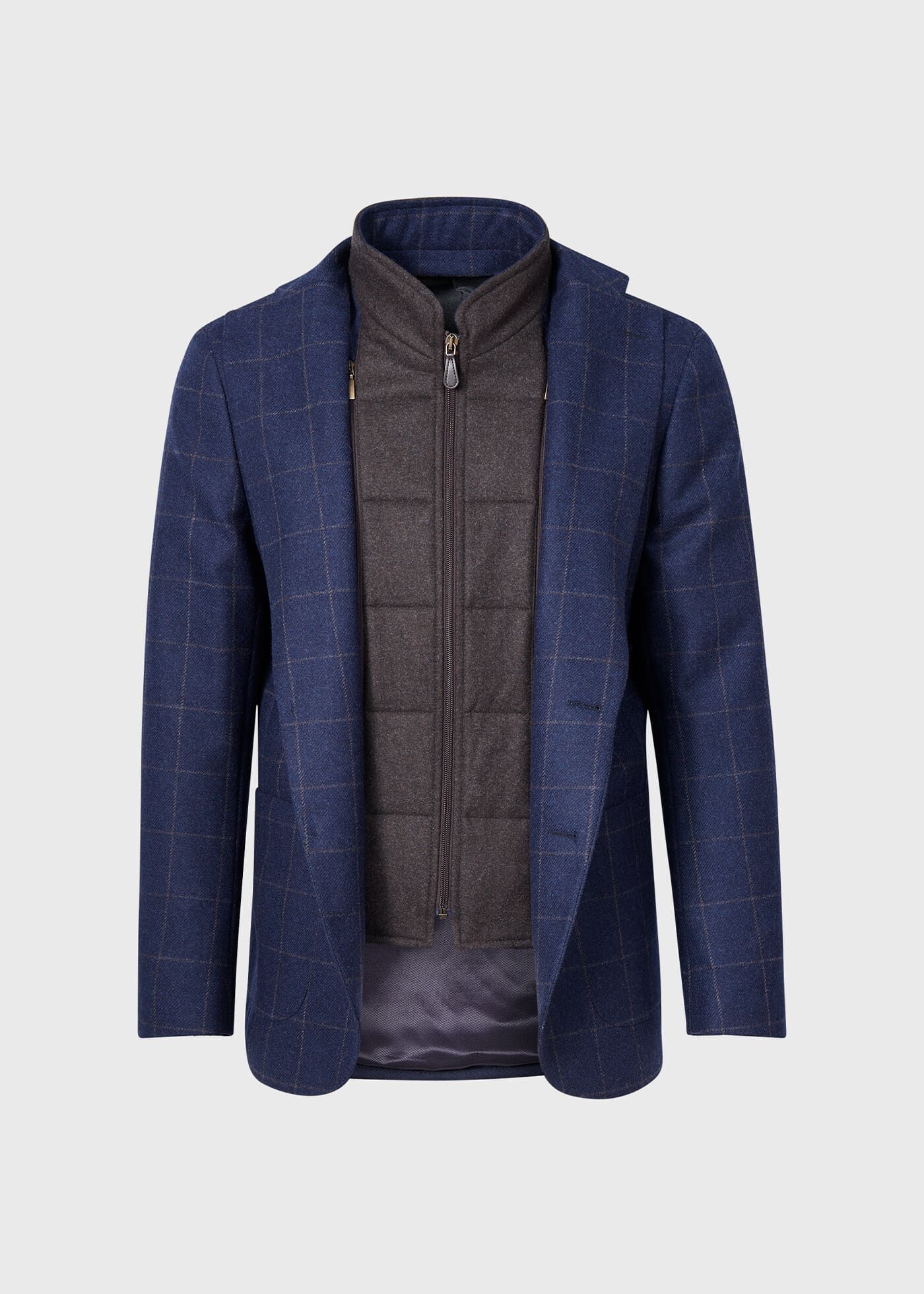 Wool Windowpane Hybrid Jacket with Gilet
