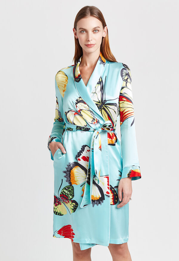 Paul Stuart Silk Butterfly Motif Kimono, image 3