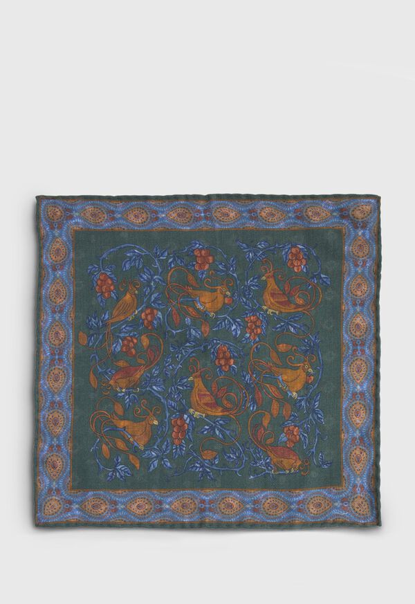 Paul Stuart Birds Print Wool Pocket Square, image 3