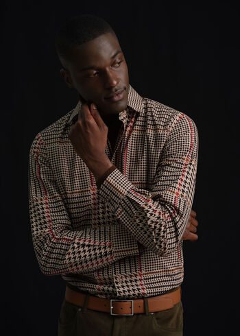 Paul Stuart Houndstooth Printed Sport Shirt