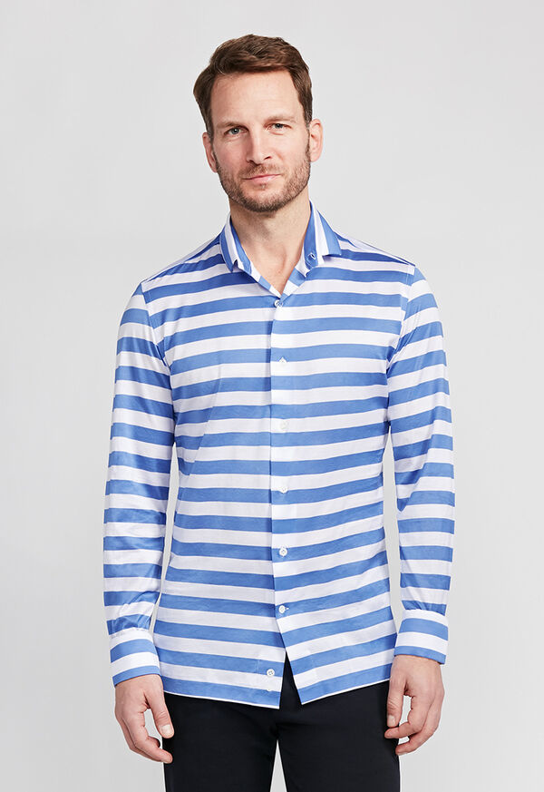 Paul Stuart Cotton Jersey Stripe Shirt, image 1