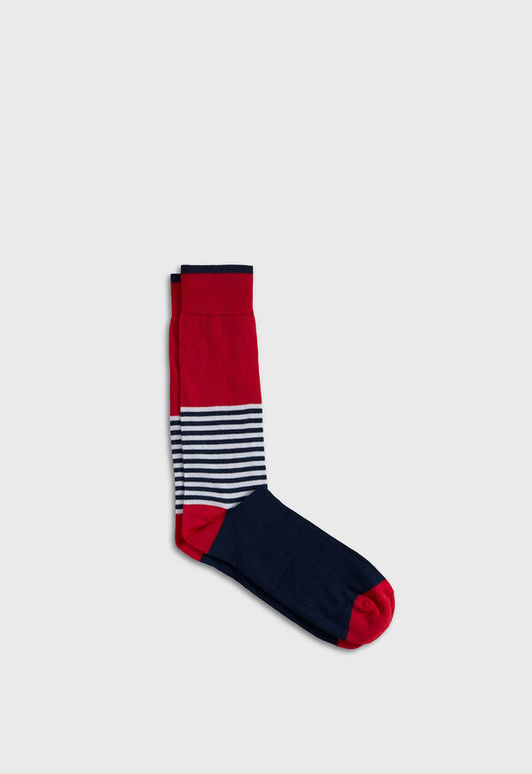 Paul Stuart Colorblock and Stripe Crew Sock, image 1